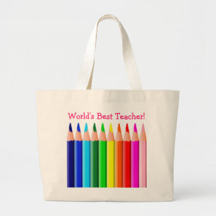 World's Best Teacher Coloured Pencils Large Tote Bag