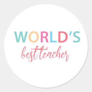 World's Best Teacher Colourful Classic Round Sticker