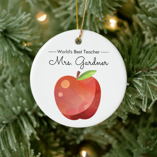 WORLD'S BEST TEACHER Elementary Teacher Gift Ceramic Ornament (Tree)
