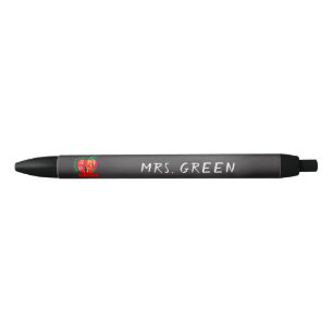 World's Best Teacher Gift Chalkboard Apple Blue Ink Pen