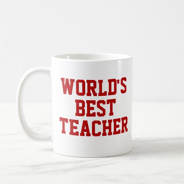 World's Best Teacher Gift Mug Red (Left)