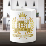 World's Best Teacher Gold 5 Star Coffee Mug<br><div class="desc">Personalise for the world's best teacher to create a unique gift for them. Designed by Thisisnotme©</div>