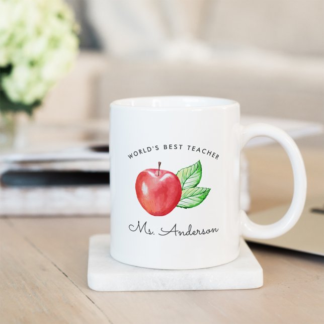 World's Best Teacher | Personalized Apple Coffee Mug (Creator Uploaded)