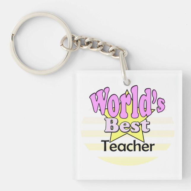 World's best Teacher (pink) Key Ring (Front)