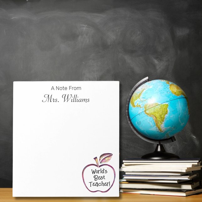Worlds Best Teacher Red Apple,Teacher Appreciation Notepad (Creator Uploaded)
