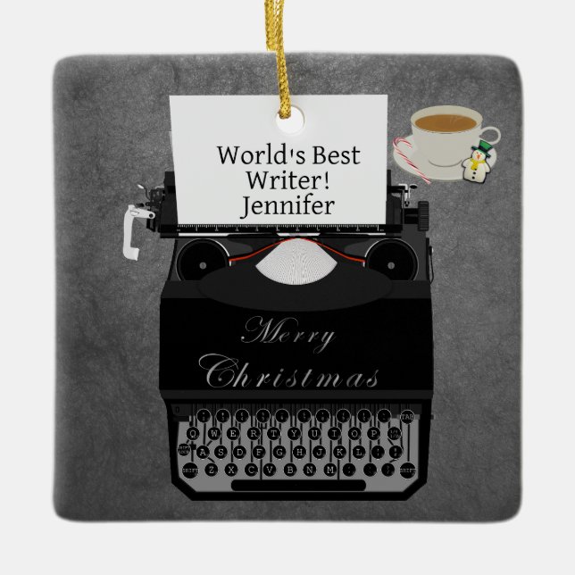 World's Best Text Typewriter Christmas Ornament (Front)