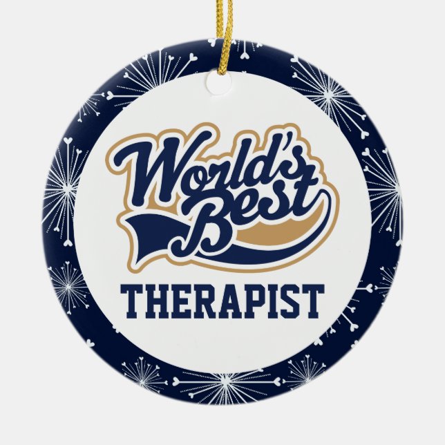 Worlds Best Therapist Gift Ceramic Ornament (Front)