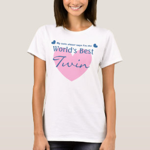 World's Best TWIN with Pink Heart V01 T-Shirt