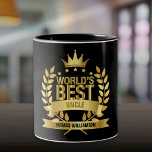World's Best Uncle Fun Gold Black Two-Tone Coffee Mug<br><div class="desc">The perfect gift for the world's best uncle. Personalise the name to create a unique gift. A perfect way to show him how amazing he is every day. Designed by Thisisnotme©</div>