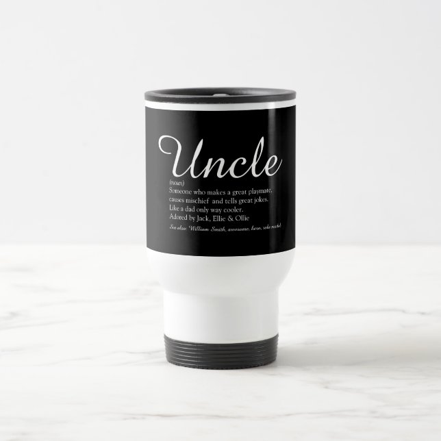 World's Best Uncle Funcle  Fun Definition Script Travel Mug (Center)