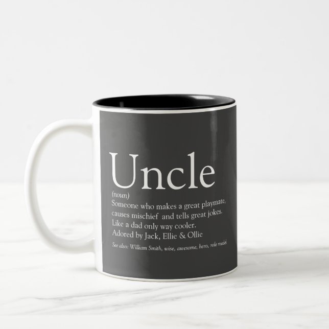 World's Best Uncle Funcle Modern Definition Grey Two-Tone Coffee Mug (Left)