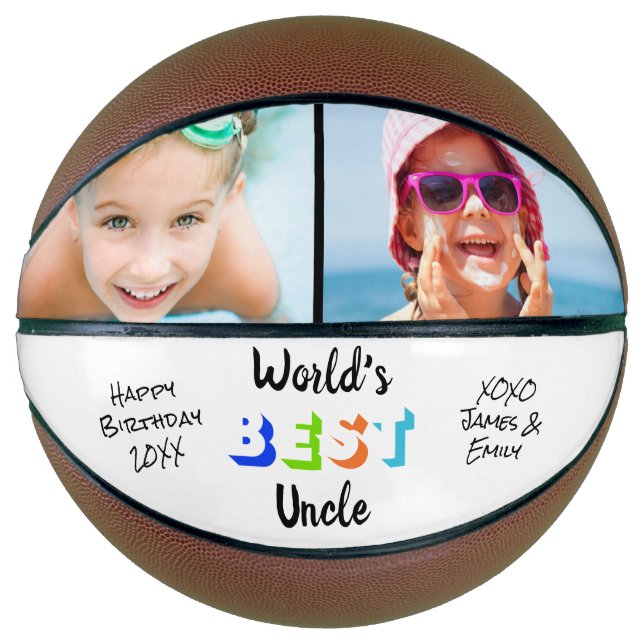 World's Best Uncle Photo Personalised Colours Basketball (Front)