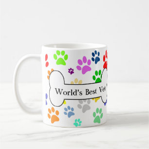 world's best vet Colourful Pet Paws Coffee Mug