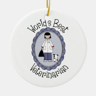 World's Best Veterinarian - Female Ceramic Tree Decoration