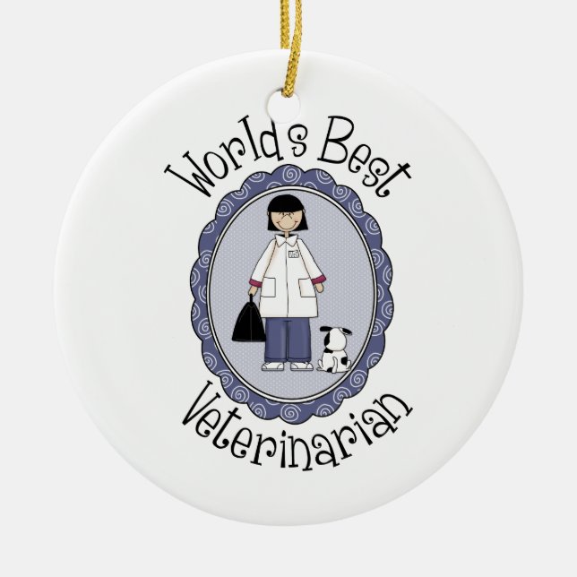 World's Best Veterinarian - Female Ceramic Tree Decoration (Front)