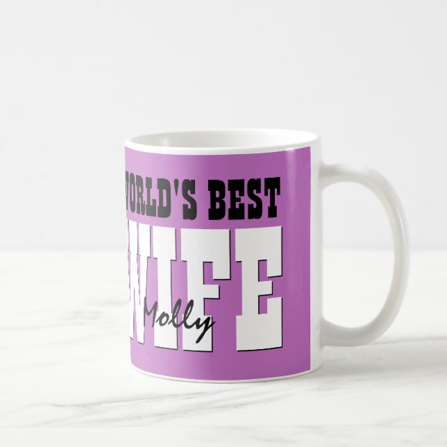 World's Best WIFE Custom Name PURPLE A02 Coffee Mug (Right)