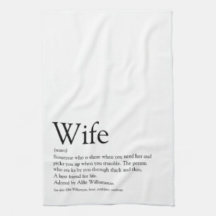 World's Best Wife Definition Black and White Fun Tea Towel