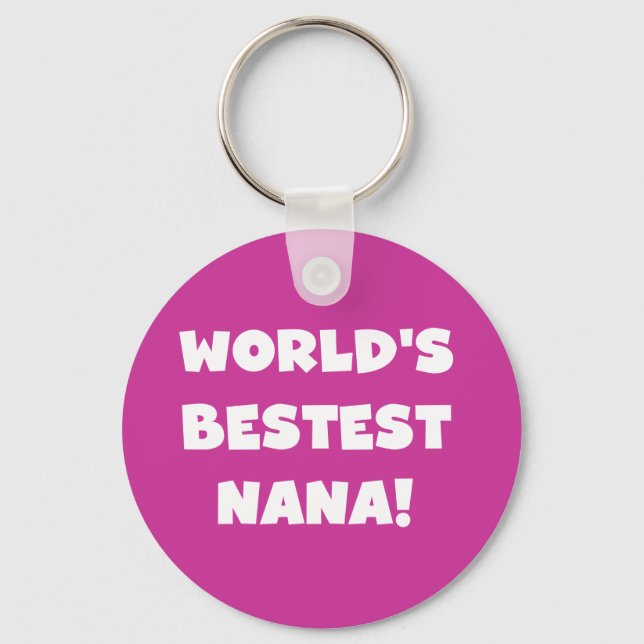 World's Bestest Nana Black and White Tshirts Key Ring (Front)