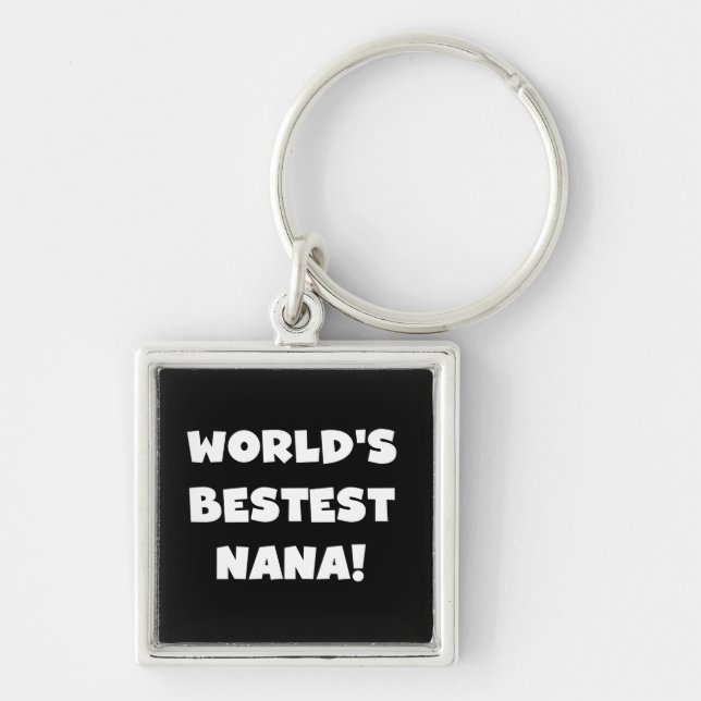 World's Bestest Nana Black and White Tshirts Key Ring (Front)