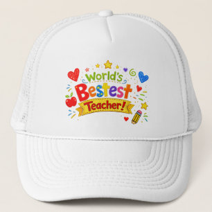 World's Bestest Teacher Cute Teacher Appreciation Trucker Hat