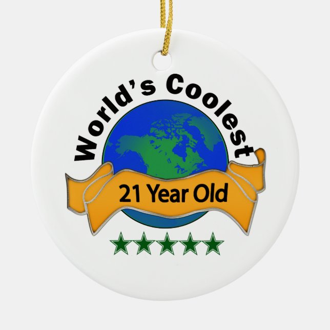 World's Coolest 21 Year Old Ceramic Tree Decoration (Front)