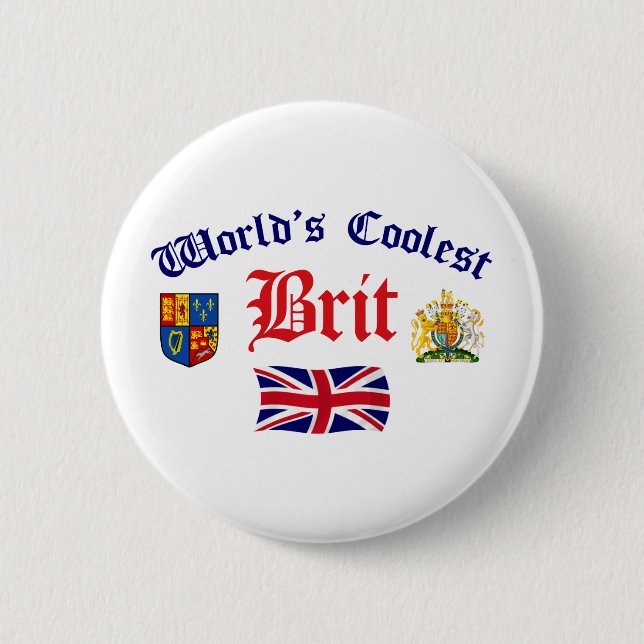 World's Coolest Brit 6 Cm Round Badge (Front)