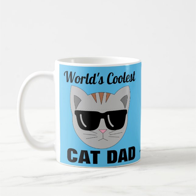 World's Coolest CAT DAD Sunglasses Cat Coffee Mug (Left)