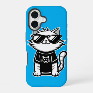 Worlds Coolest Cat with Sunglasses Blue iPhone 16 Case