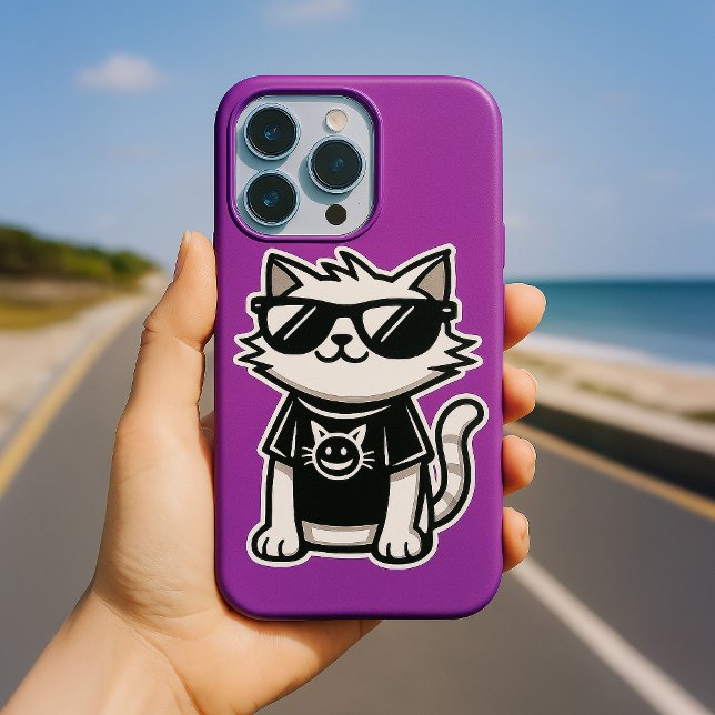 Worlds Coolest Cat with Sunglasses Purple Case-Mate iPhone Case (Creator Uploaded)