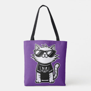 Worlds Coolest Cat with Sunglasses Purple Tote Bag