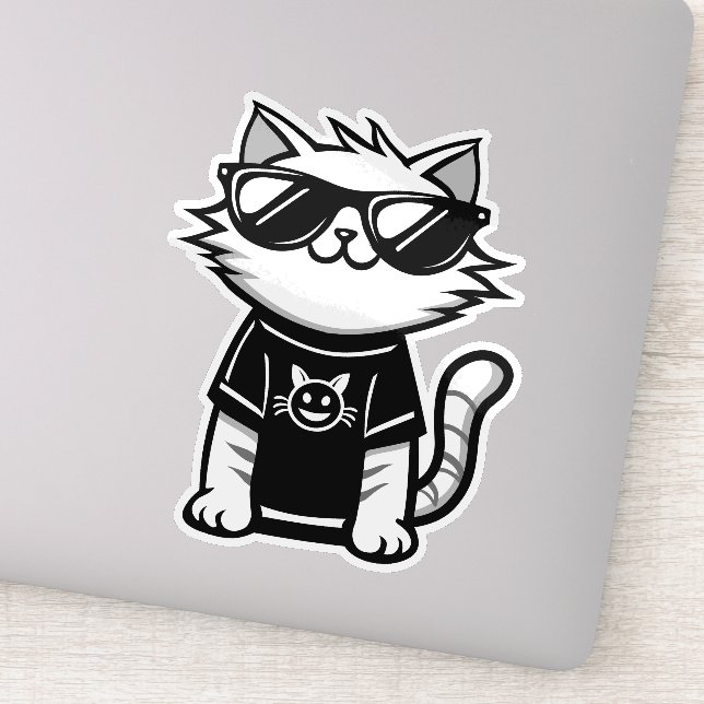Worlds Coolest Cat with Sunglasses Sticker (Detail)