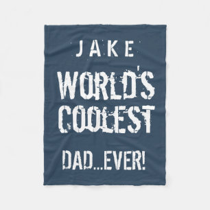 World's Coolest DAD Blue and White Stars J02Z Fleece Blanket