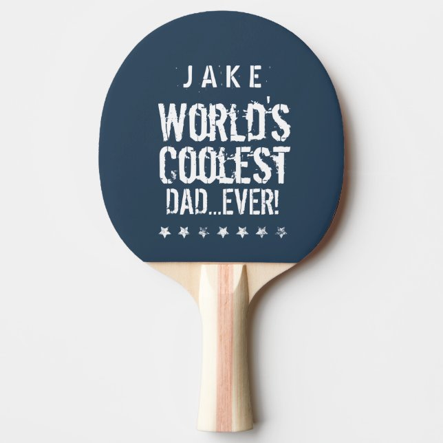 World's Coolest DAD Blue and White Stars J02Z Ping Pong Paddle (Front)