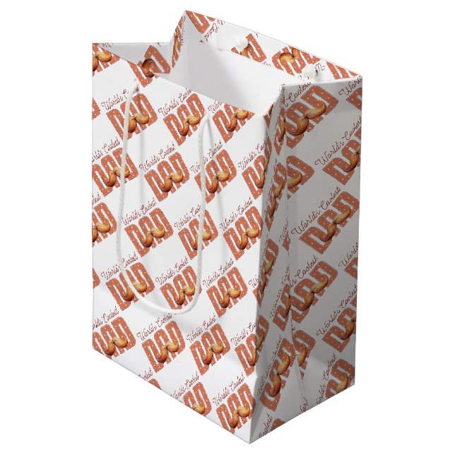 World's Coolest Dad Retro Light Pattern Medium Gift Bag (Front Angled)