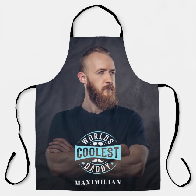 World's coolest daddy name & photo apron (Front)