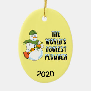 World's Coolest Plumber Snowman Ceramic Ornament