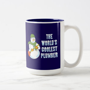 World's Coolest Plumber Snowman Two-Tone Coffee Mug