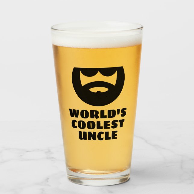 World's Coolest Uncle funny beer glass gift (Front Filled)