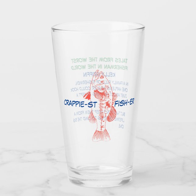 Worlds Crappie-st Fish-er Beer Glass, Worst Fisher Glass (Front)