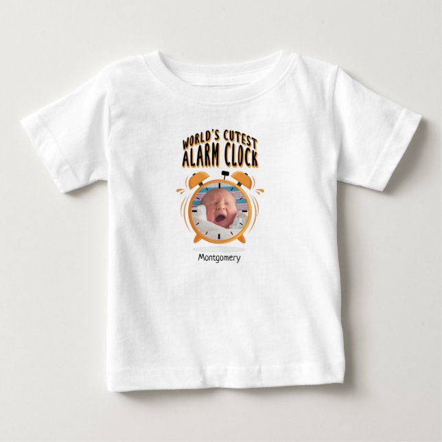 World's Cutest Alarm Clock Photo Baby T-Shirt (Front)