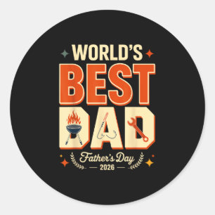 Worlds dad 2026 grilling fishing handyman father classic round sticker