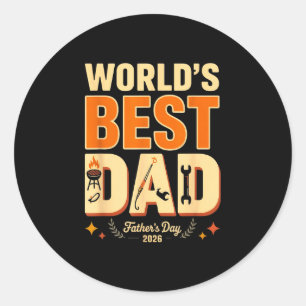 Worlds dad bbq grill humour fathers day 2026 classic round sticker