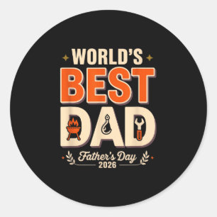 Worlds dad grill master funny bbq humour fathers classic round sticker