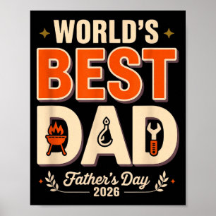 Worlds dad grill master funny bbq humour fathers poster
