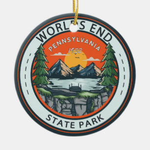 Worlds End State Park Pennsylvania Badge Ceramic Ornament