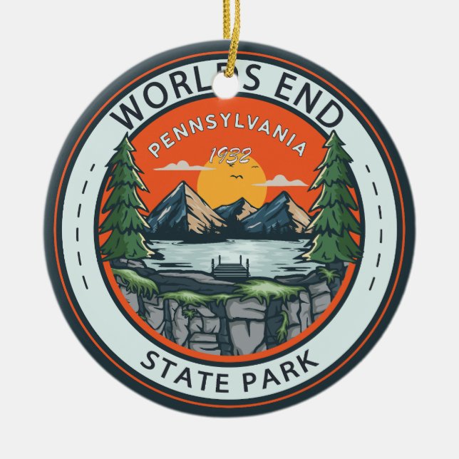 Worlds End State Park Pennsylvania Badge Ceramic Ornament (Front)
