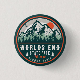 Worlds End State Park Pennsylvania Retro Sunset 3 Cm Round Badge