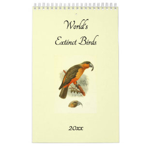 Worlds Extinct Birds Vintage Art Birders 2026 Wall Calendar
