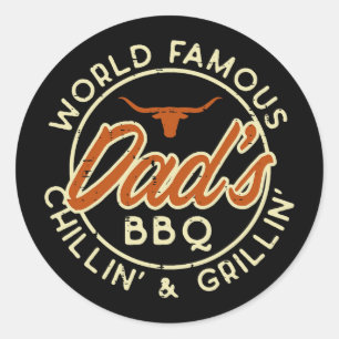 Worlds Famous Dads Bbq Grillin Byrbecue Fathers Da Classic Round Sticker