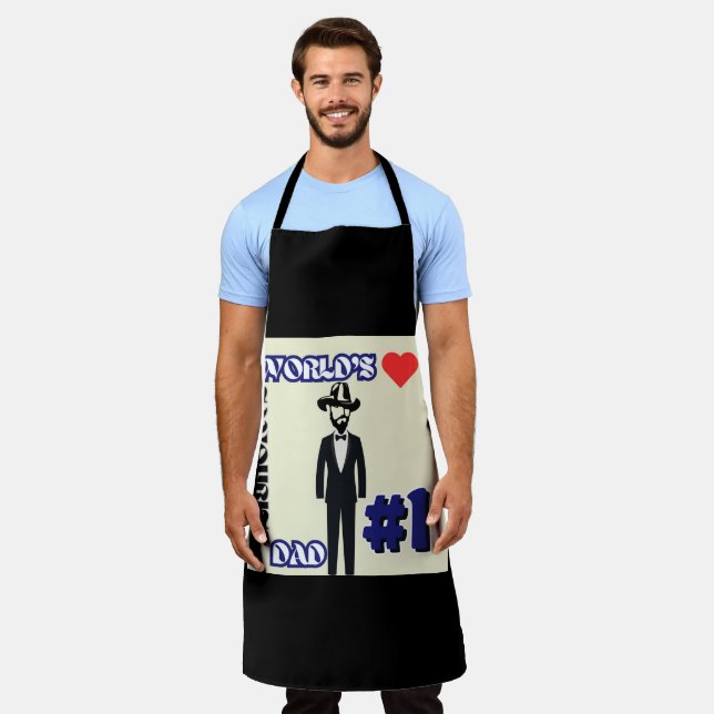 World's Favourite Dad #1 Black Adult Apron (Worn)